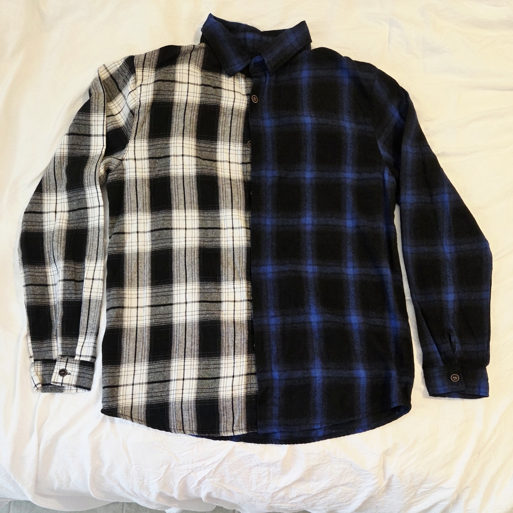 SHEIN Black and Blue Plaid Men's Shirt